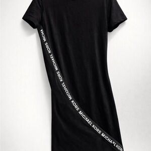 Michael Kors Black Mini Dress with Logo Detail